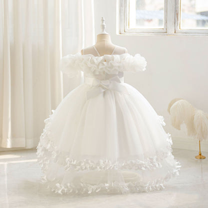 A-Line Tulle Flower Girl & Party Dress for Toddlers – Cute High-Low Maxi Gown