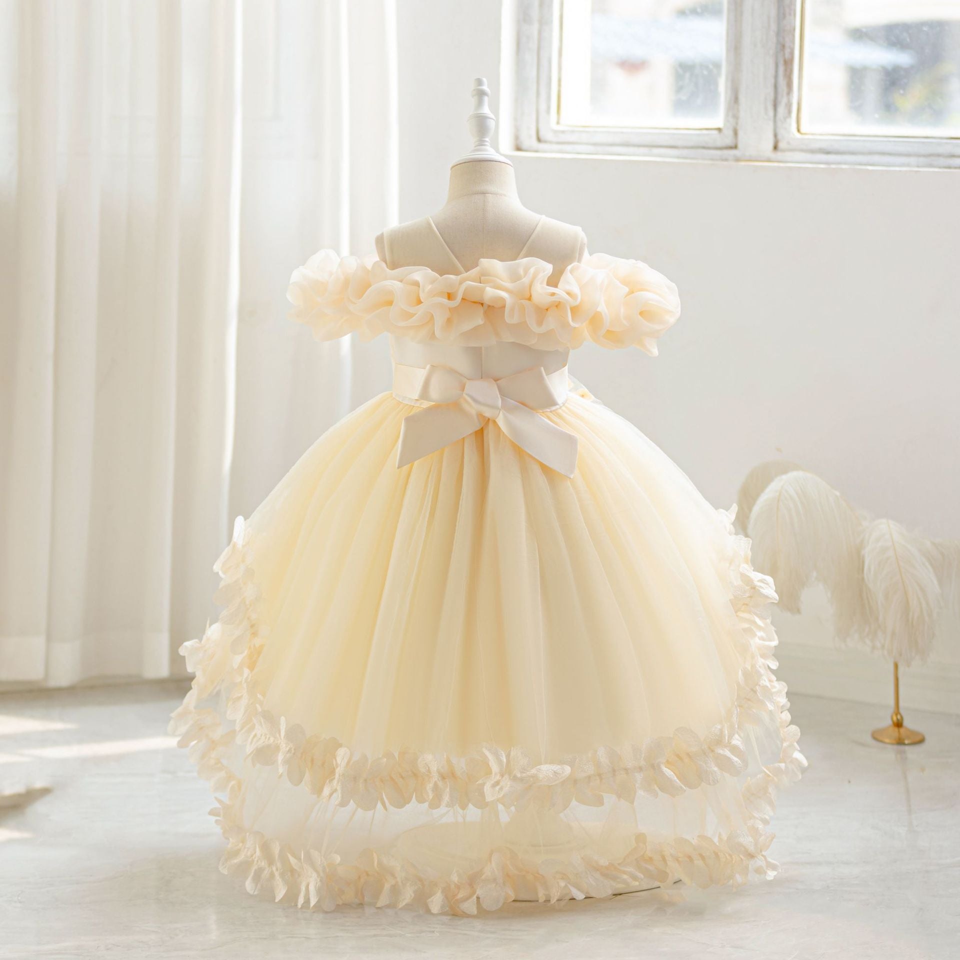 A-Line Tulle Flower Girl & Party Dress for Toddlers – Cute High-Low Maxi Gown