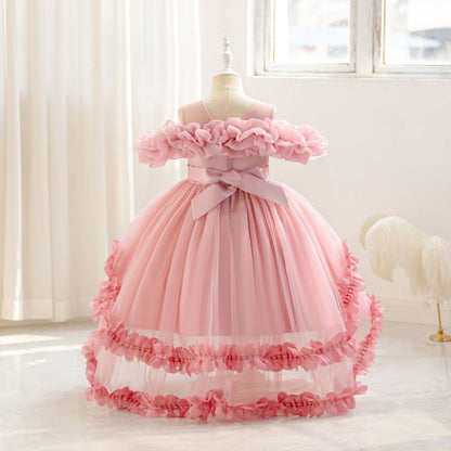A-Line Tulle Flower Girl & Party Dress for Toddlers – Cute High-Low Maxi Gown