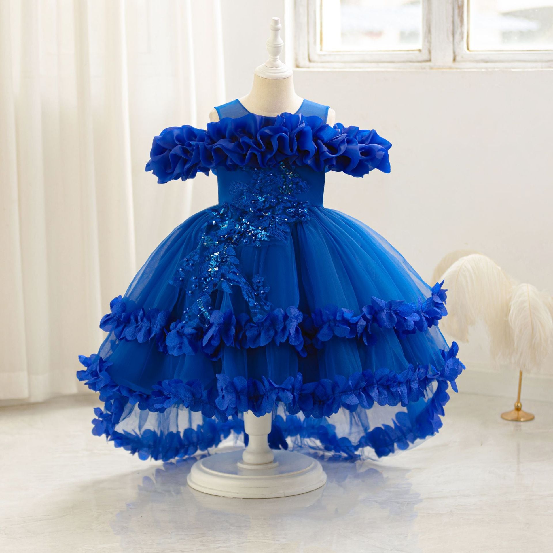 A-Line Tulle Flower Girl & Party Dress for Toddlers – Cute High-Low Maxi Gown