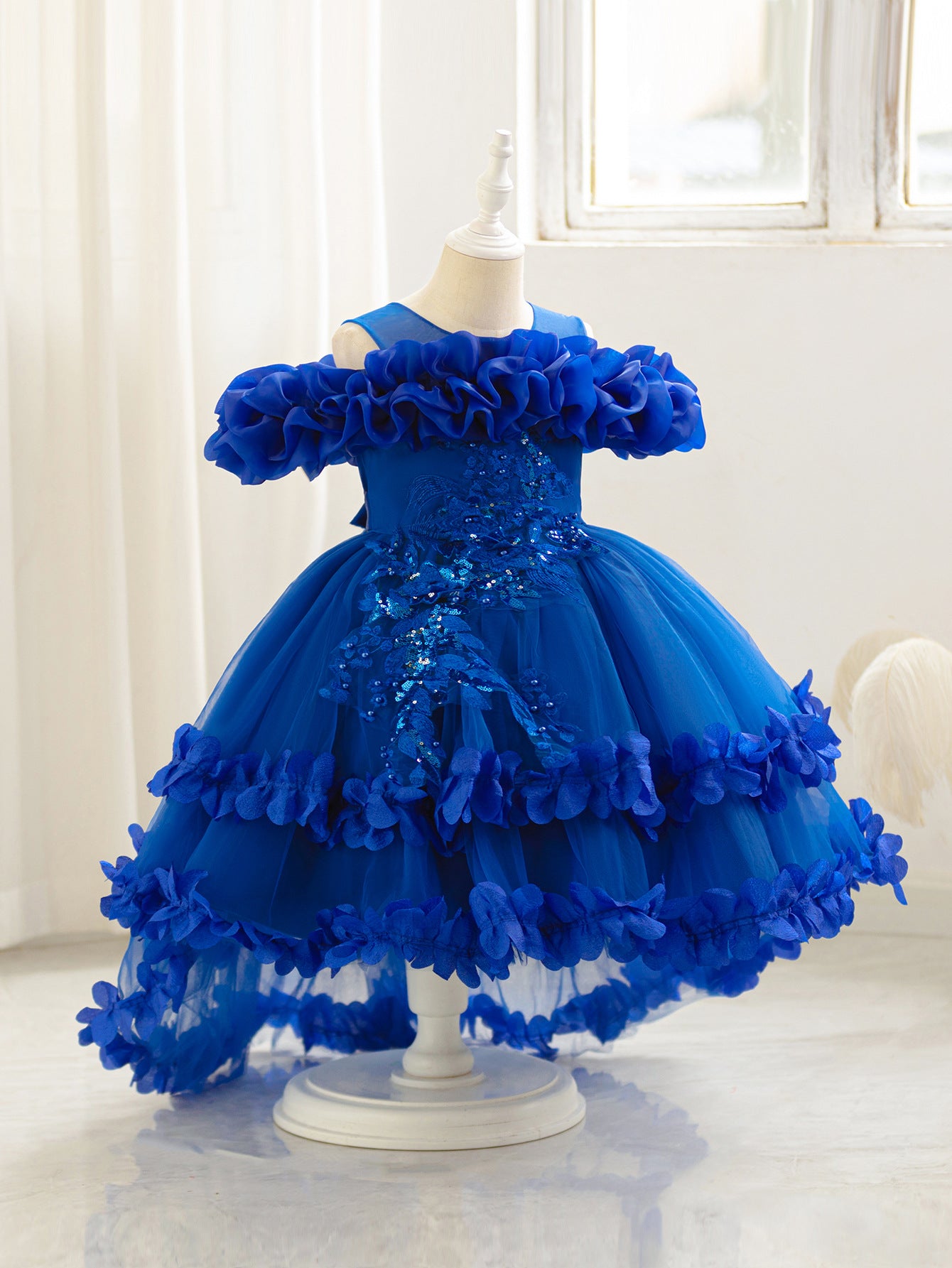 A-Line Tulle Flower Girl & Party Dress for Toddlers – Cute High-Low Maxi Gown