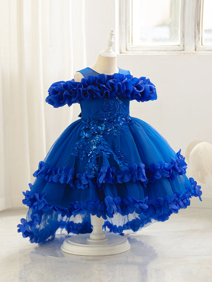 A-Line Tulle Flower Girl & Party Dress for Toddlers – Cute High-Low Maxi Gown
