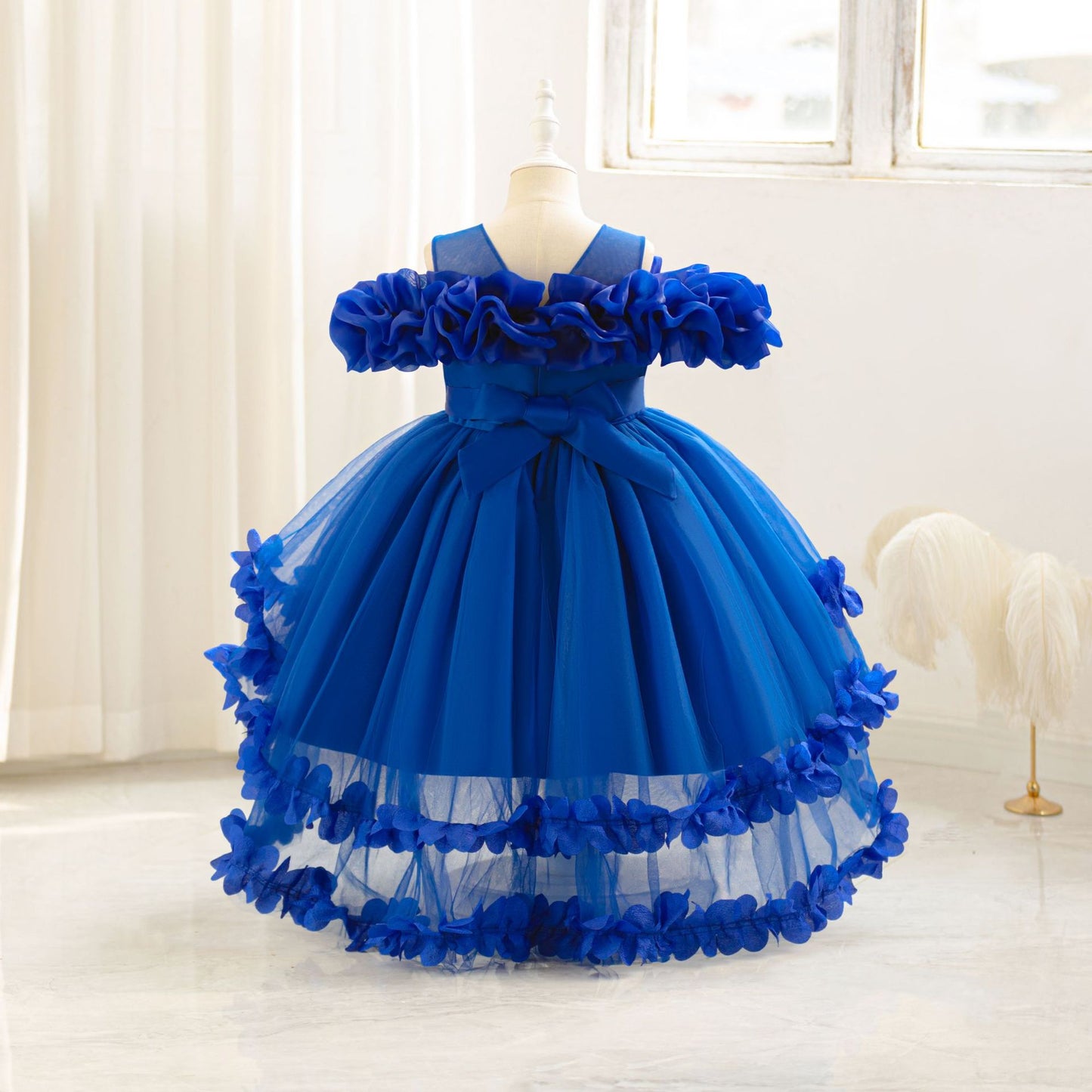 A-Line Tulle Flower Girl & Party Dress for Toddlers – Cute High-Low Maxi Gown