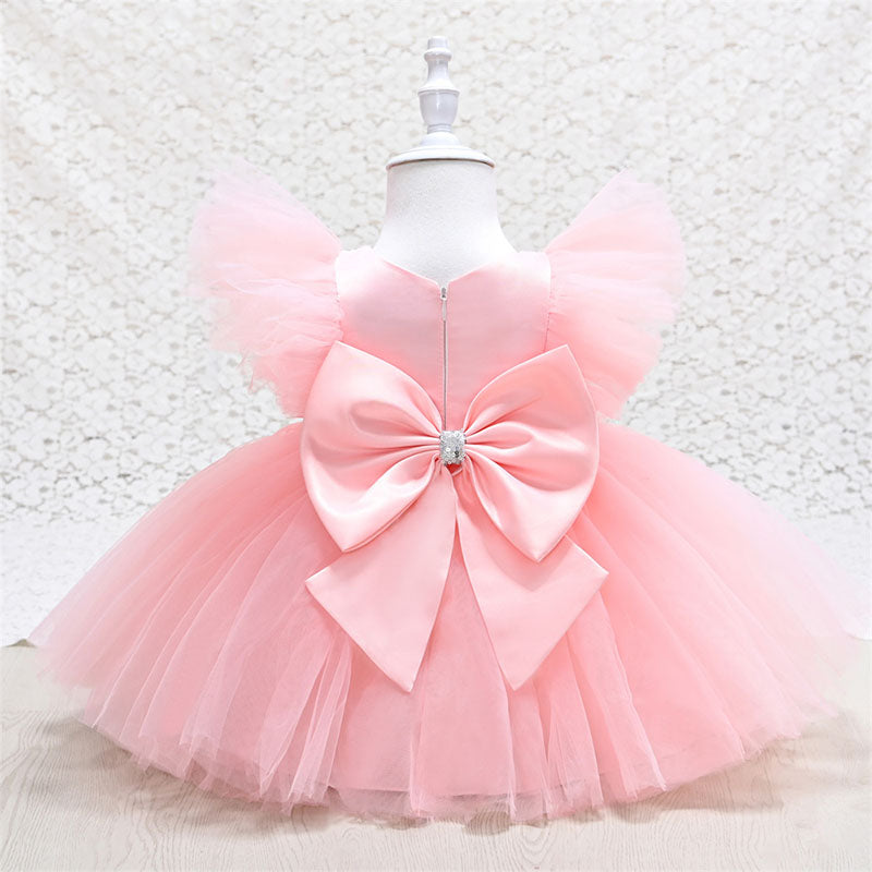 Baby Girl Tulle Party Dress with Sequins & Bow | Cute A-line Knee-Length Dress
