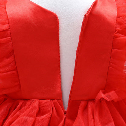 Baby Girl Tulle Party Dress with Sequins & Bow | Cute A-line Knee-Length Dress