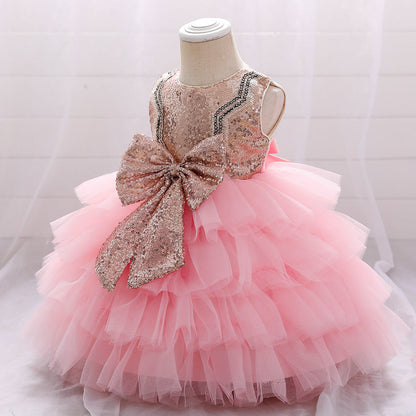 Toddler Princess Dress with Bow – Tulle A-line Birthday Party Dress