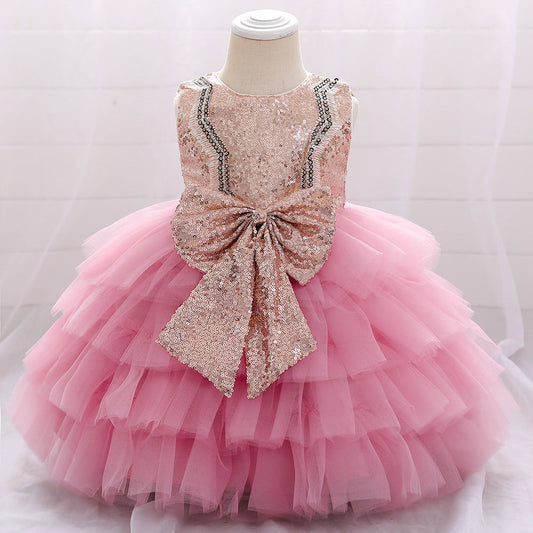 Toddler Princess Dress with Bow – Tulle A-line Birthday Party Dress
