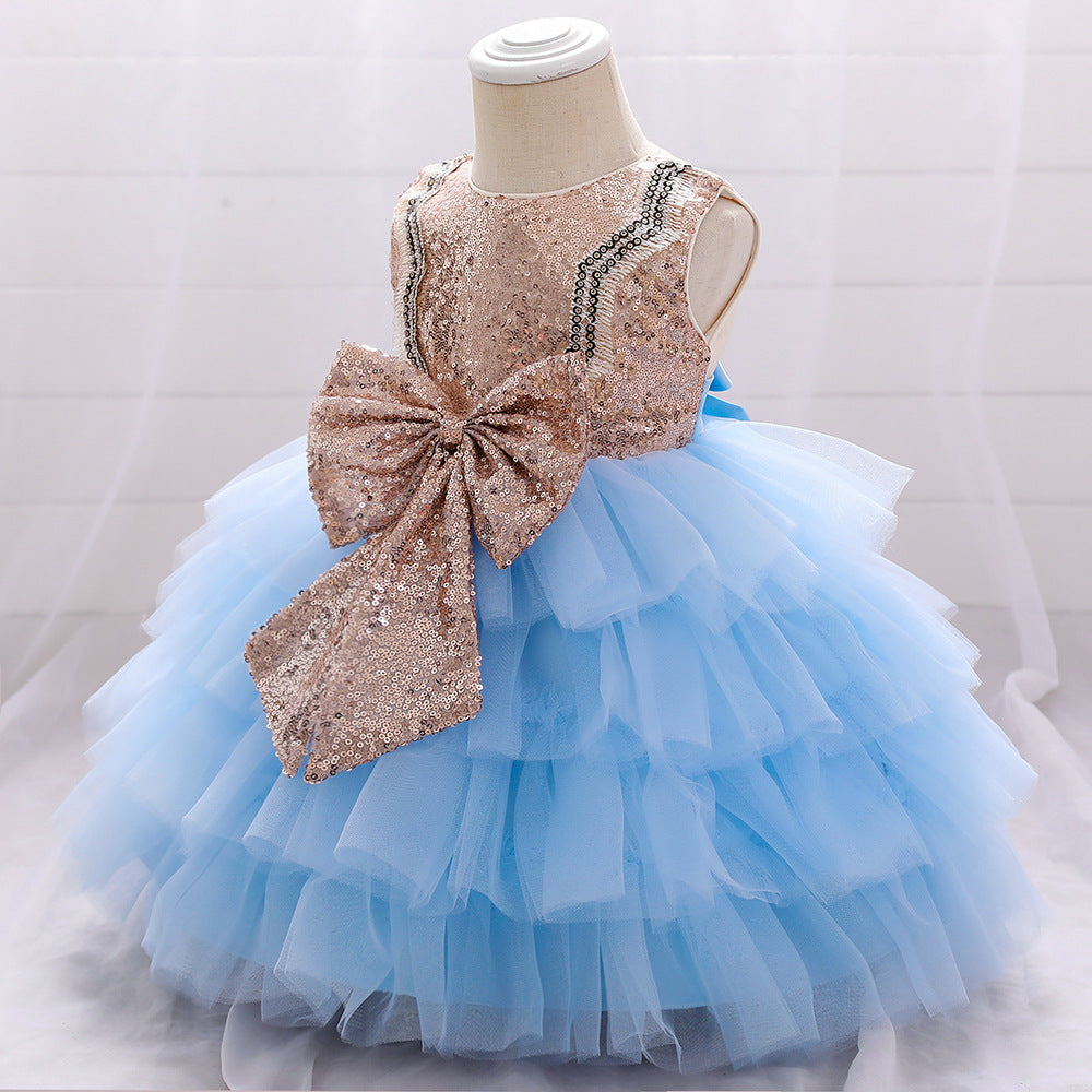 Toddler Princess Dress with Bow – Tulle A-line Birthday Party Dress – FleurKids