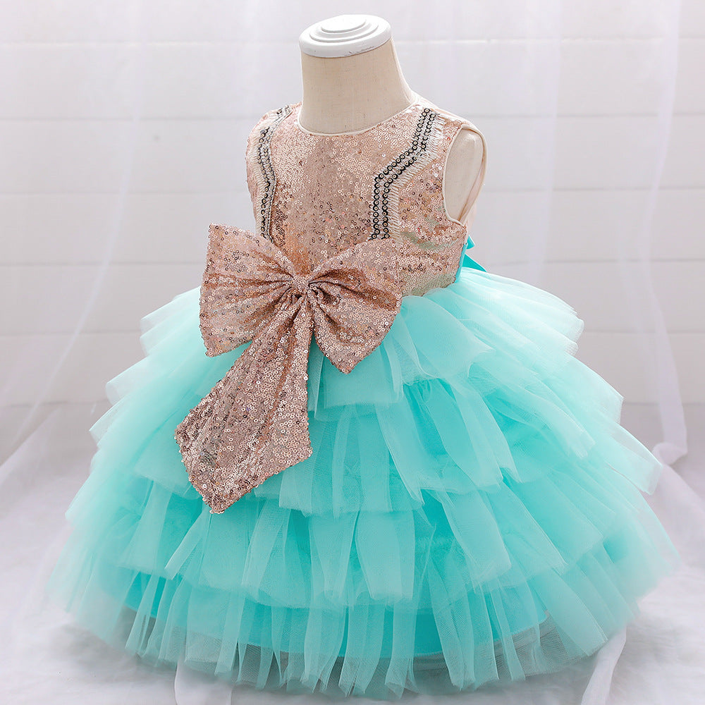 Toddler Princess Dress with Bow – Tulle A-line Birthday Party Dress