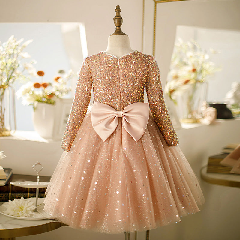 Dusty Rose Sequin Princess Dress for Girls Flower Girl & Party Outfit FleurKids Dusty Rose Sequin Princess Dress for Girls Flower Girl & Party Outfit FleurKids