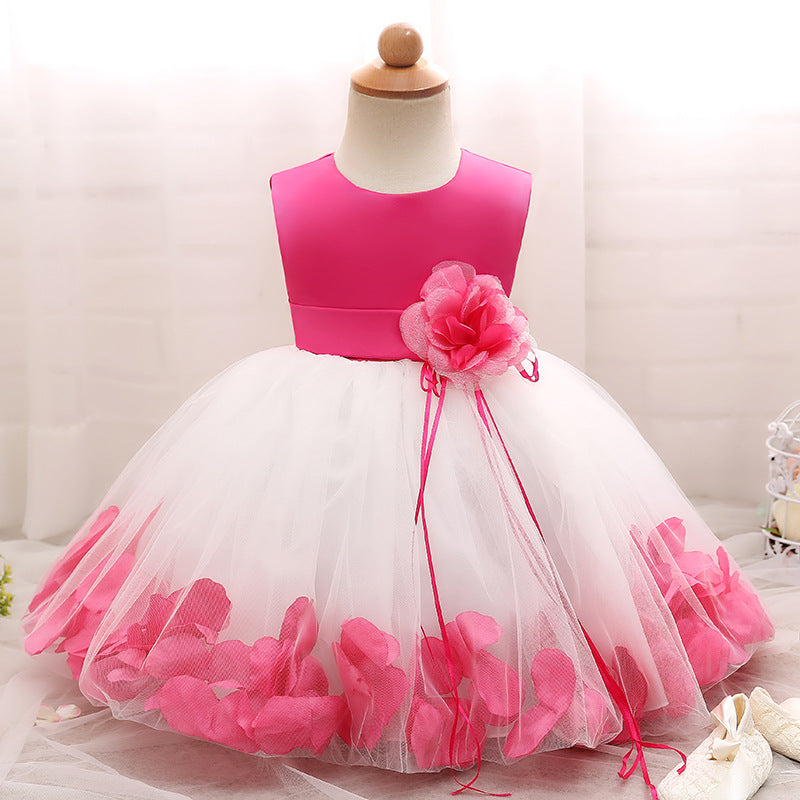 Cute A-line Princess Dress for Girls with Floral Embellishments | Party & Flower Girl Outfit