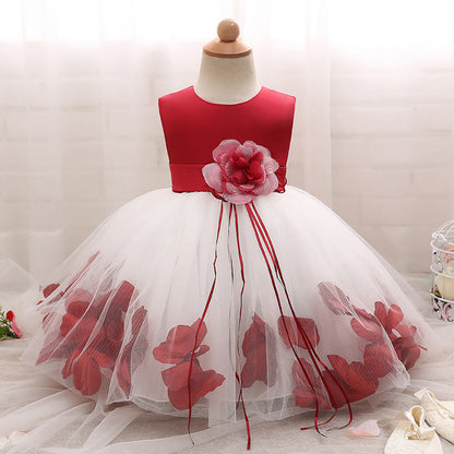 Cute A-line Princess Dress for Girls with Floral Embellishments | Party & Flower Girl Outfit