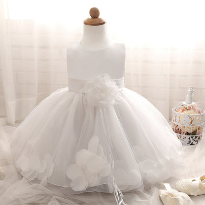 Cute A-line Princess Dress for Girls with Floral Embellishments | Party & Flower Girl Outfit