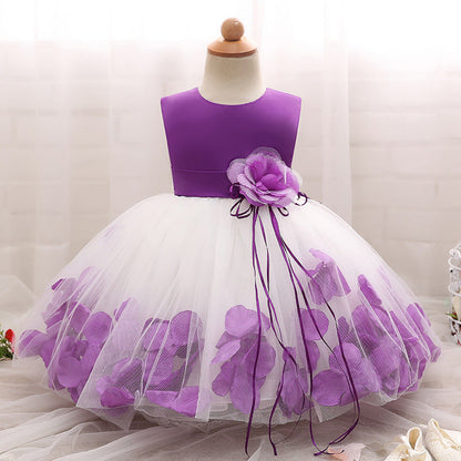 Cute A-line Princess Dress for Girls with Floral Embellishments | Party & Flower Girl Outfit