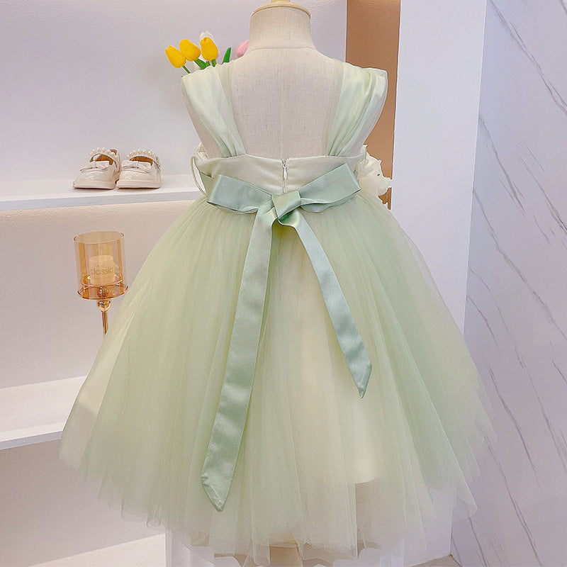Cute Green Flower Girl Dress for Kids – Fluffy Tulle Princess Gown