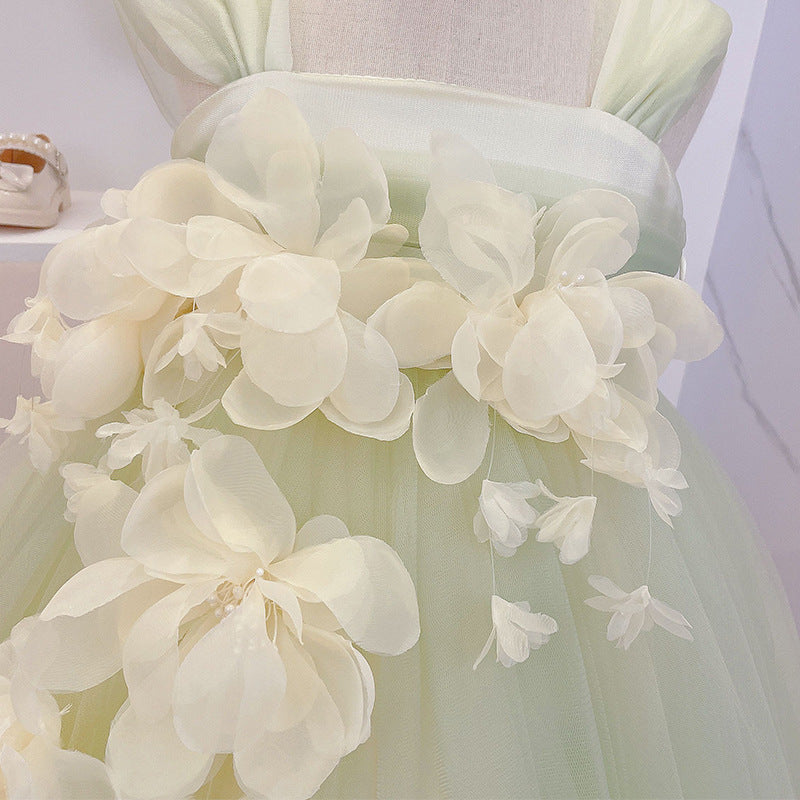 Cute Green Flower Girl Dress for Kids – Fluffy Tulle Princess Gown
