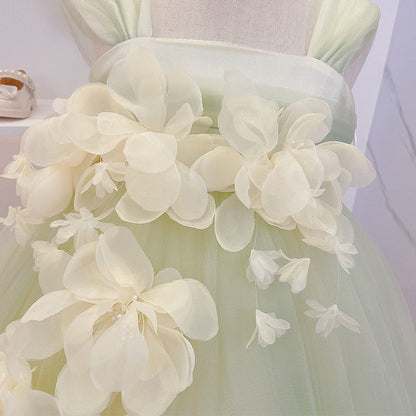 Cute Green Flower Girl Dress for Kids – Fluffy Tulle Princess Gown