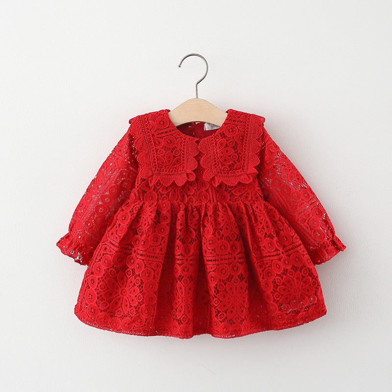 Cute A-Line Lace Party Dress for Baby & Toddler Girls | Autumn Tea Length Christmas Outfit