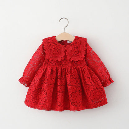 Cute A-Line Lace Party Dress for Baby & Toddler Girls | Autumn Tea Length Christmas Outfit