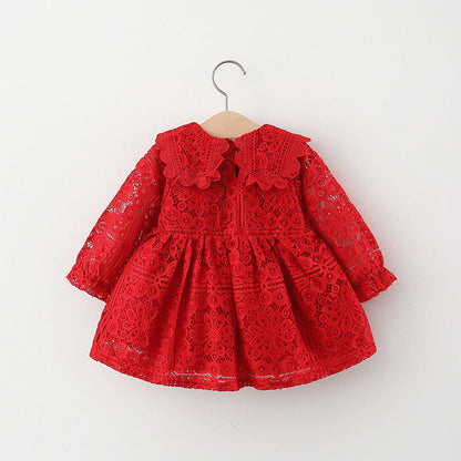 Cute A-Line Lace Party Dress for Baby & Toddler Girls | Autumn Tea Length Christmas Outfit