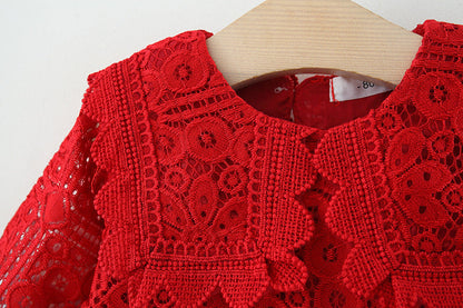 Cute A-Line Lace Party Dress for Baby & Toddler Girls | Autumn Tea Length Christmas Outfit