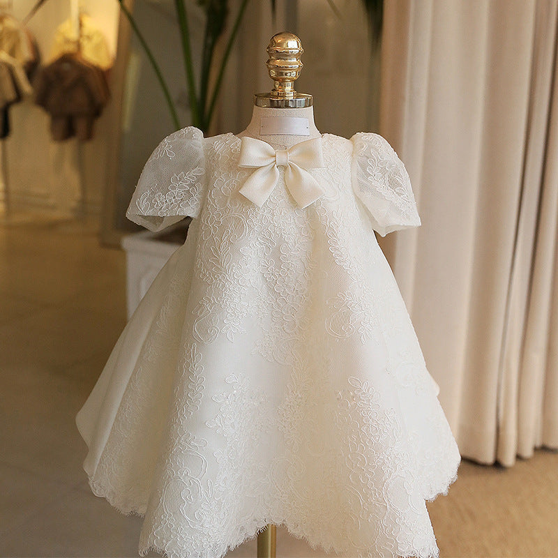 Cute Lace Bowknot Dress for Girls – A-Line Knee Length Party Outfit
