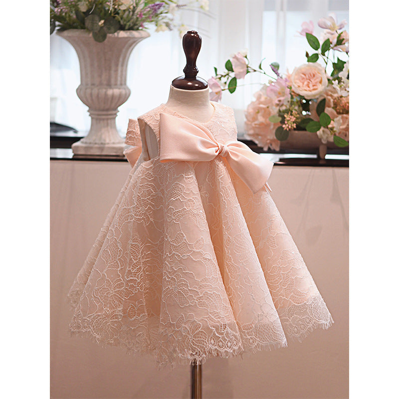 Charming Pink A-Line Lace Dress for Girls – Flower Girl, Party & Formal