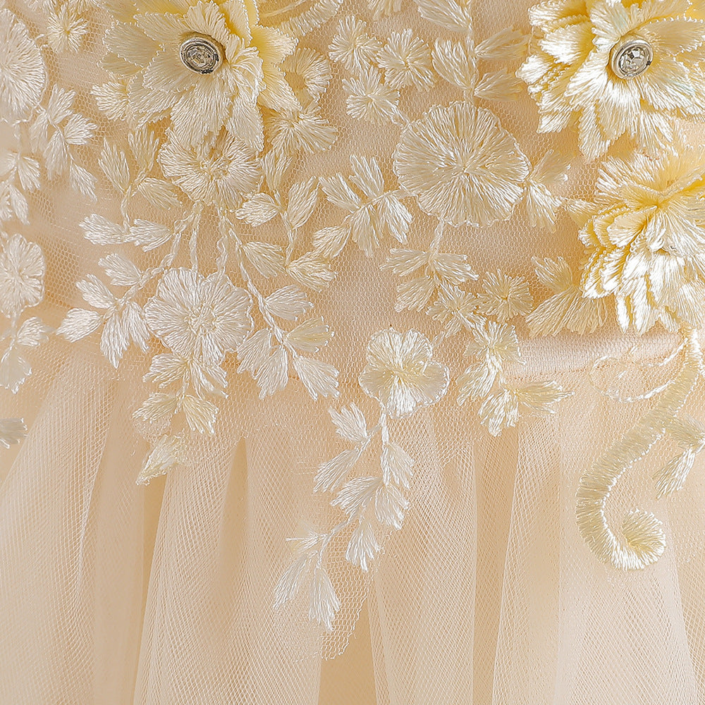 Cute Tulle Maxi Flower Girl Dress with Sequins & Flowers for Kids (Ages 3-12)