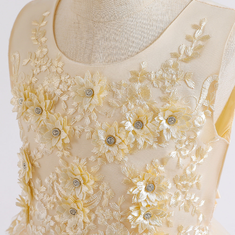 Cute Tulle Maxi Flower Girl Dress with Sequins & Flowers for Kids (Ages 3-12)