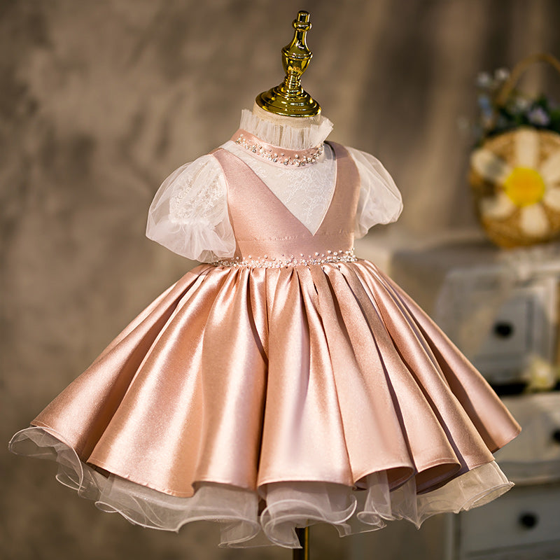 Dusty Rose Princess Fairy Dress for Girls - Tiered Sequin Party Gown