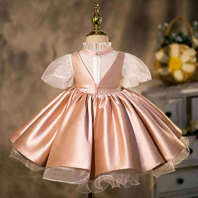Dusty Rose Princess Fairy Dress for Girls - Tiered Sequin Party Gown