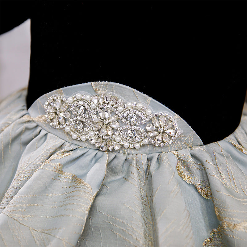 Elegant A-Line Princess Fairy Dress for Girls – Velvet & Satin Knee-Length Party Dress