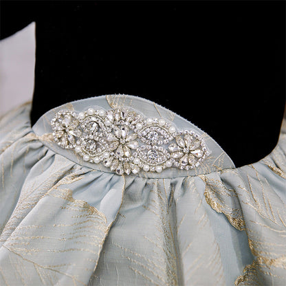 Elegant A-Line Princess Fairy Dress for Girls – Velvet & Satin Knee-Length Party Dress