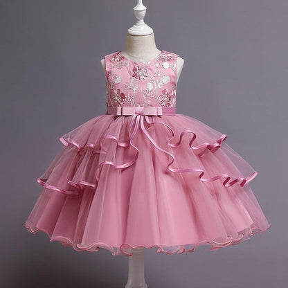 Embroidered Tulle Princess Dress – A-Line Girl's Party Dress (2-10 Years)