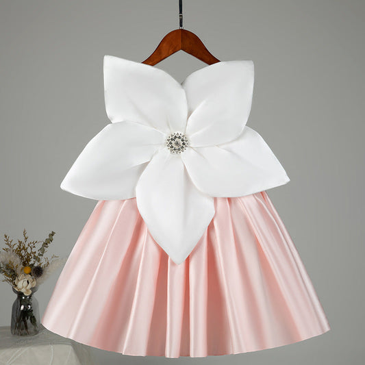 Flower Bow Princess Dress for Girls – Cute A-Line Party & Wedding Outfit