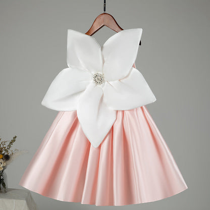 Flower Bow Princess Dress for Girls – Cute A-Line Party & Wedding Outfit