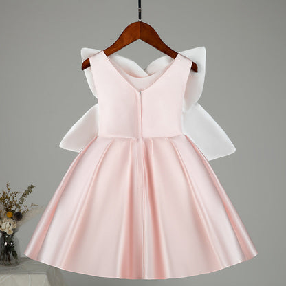 Flower Bow Princess Dress for Girls – Cute A-Line Party & Wedding Outfit