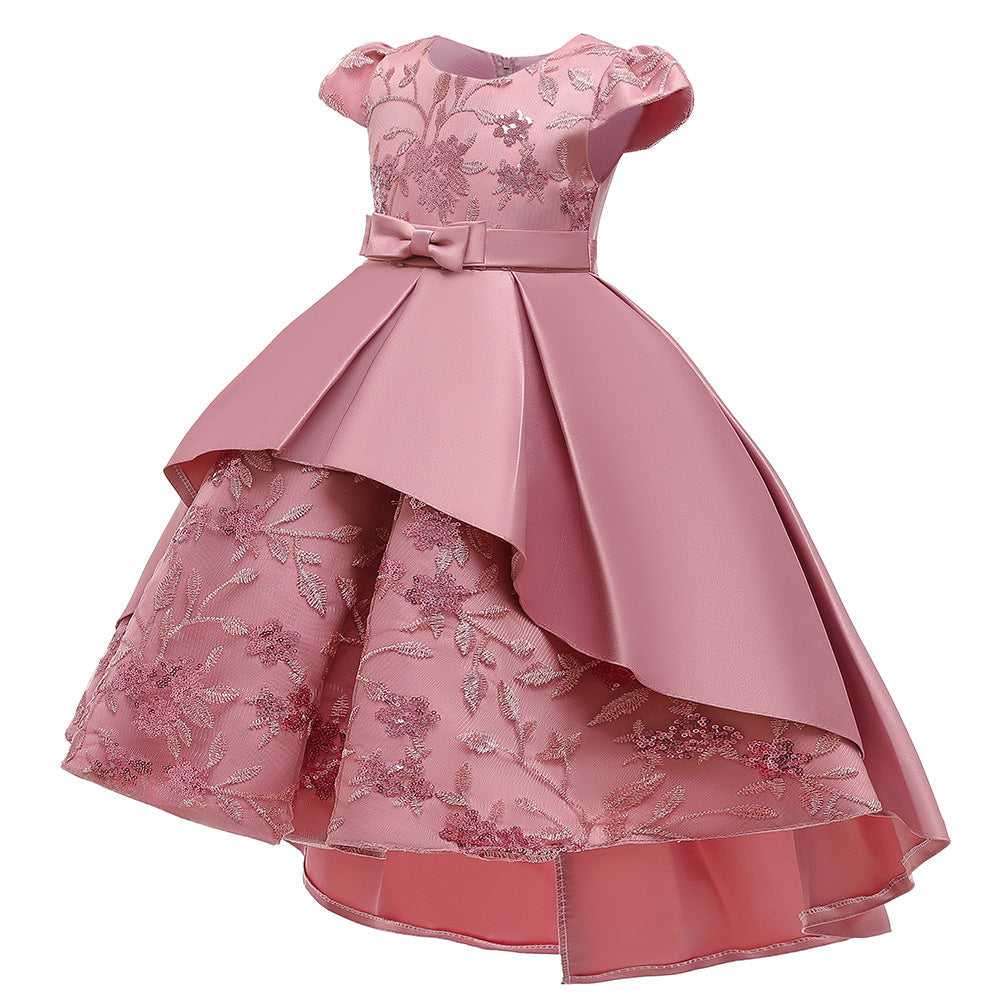 Fluffy Embroidered High-Low Flower Girl Dress for Parties & Weddings | Age 2-8