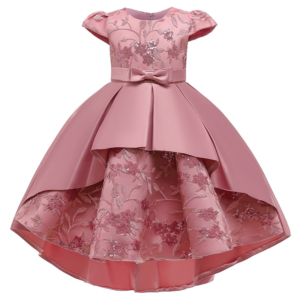 Fluffy Embroidered High-Low Flower Girl Dress for Parties & Weddings | Age 2-8