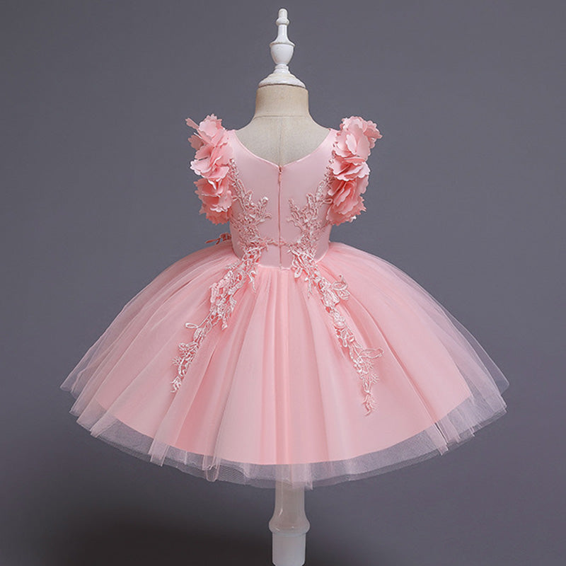 Cute A-Line Petal Sleeve Flower Girl Party Dress for Kids (2-12 Years)