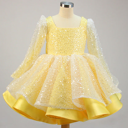 Cute A-Line Sequin Princess Dress for Girls - Party, Wedding & Formal