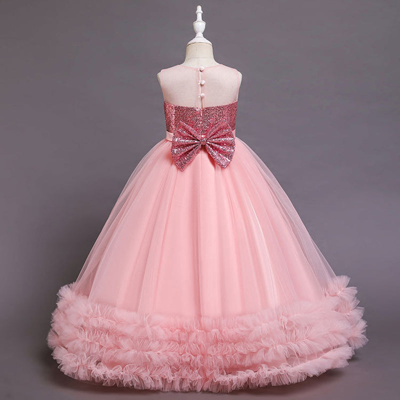 Girls Sequin Princess Maxi Dress - Formal Birthday Flower Girl Outfit