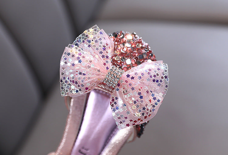 Girls' Sparkly Closed-Toe Dress Shoes – Low Block Heel, Party & Flower Girl Sandals