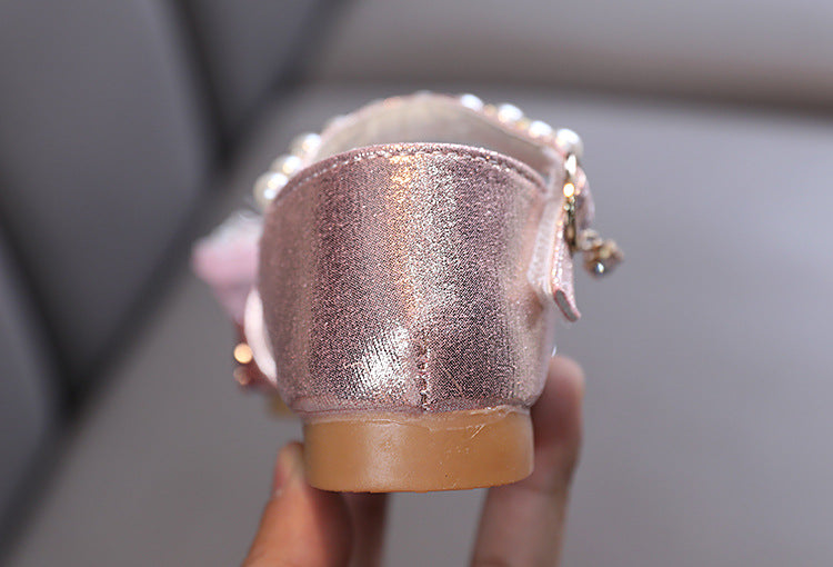 Girls' Sparkly Closed-Toe Dress Shoes – Low Block Heel, Party & Flower Girl Sandals