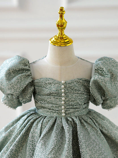 Green Princess Ball Gown Dress for Girls | Sequins & Ruffles | Party & Flower Girl Outfit