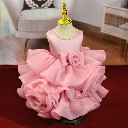 Organza Embroidered A-line Party Dress for Girls | Flower Girl Princess Dress