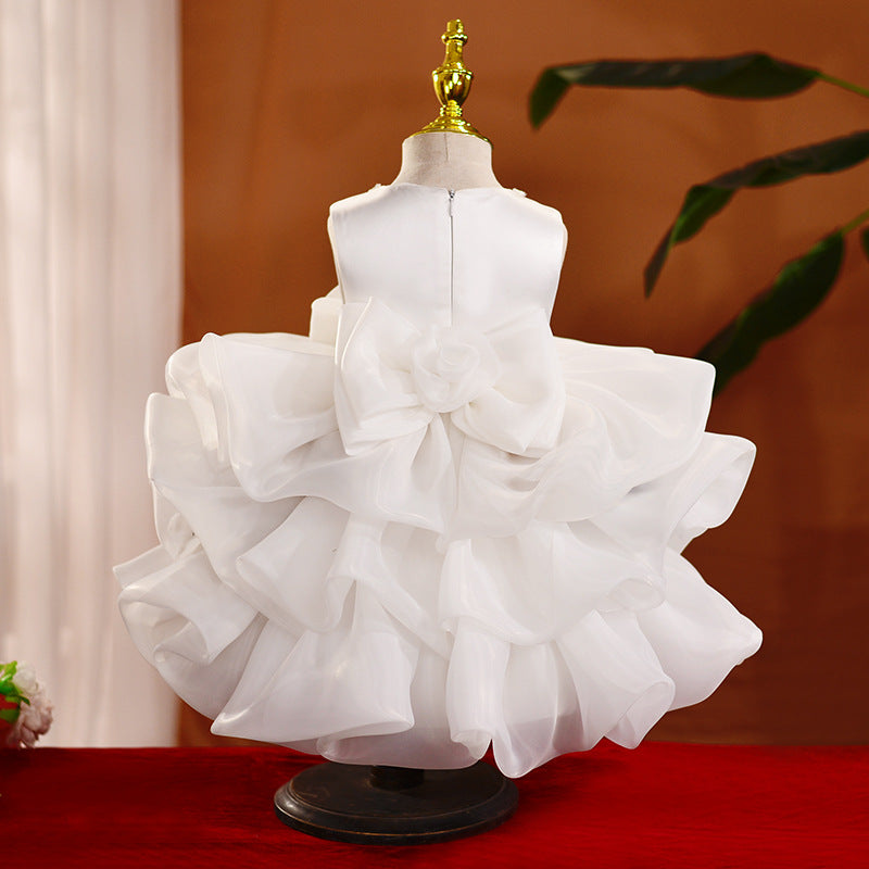 Girls' Organza Flower-Embroidered A-line Party Dress - White / 3-4 Years (110cm) - Fleur Kids Girls' Organza Flower-Embroidered A-line Party Dress - White / 3-4 Years (110cm) - Fleur Kids
