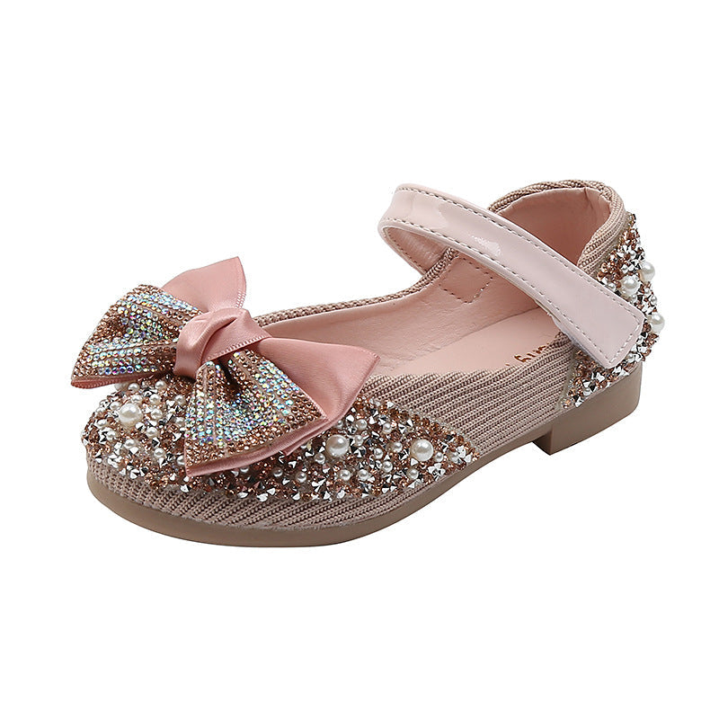 Sequin Bow Glitter Dress Shoes for Girls – Closed-Toe Party & Flower Girl Shoes