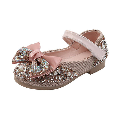 Sequin Bow Glitter Dress Shoes for Girls – Closed-Toe Party & Flower Girl Shoes