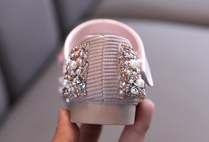 Sequin Bow Glitter Dress Shoes for Girls – Closed-Toe Party & Flower Girl Shoes